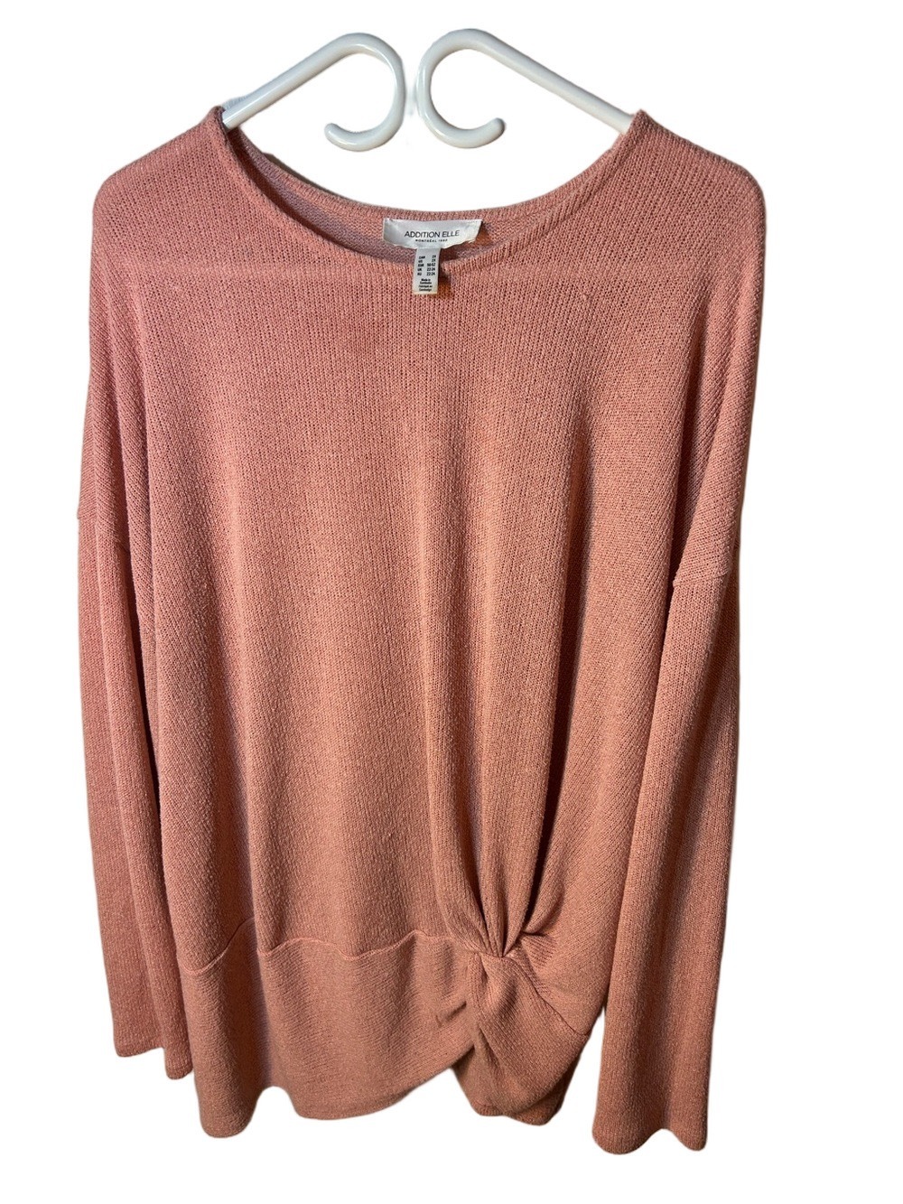 Addition Elle Blush Pink Twist-Front Knit Top 2XL